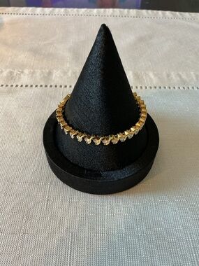 Tennis Rhinestone Gold Tone Line Bracelet